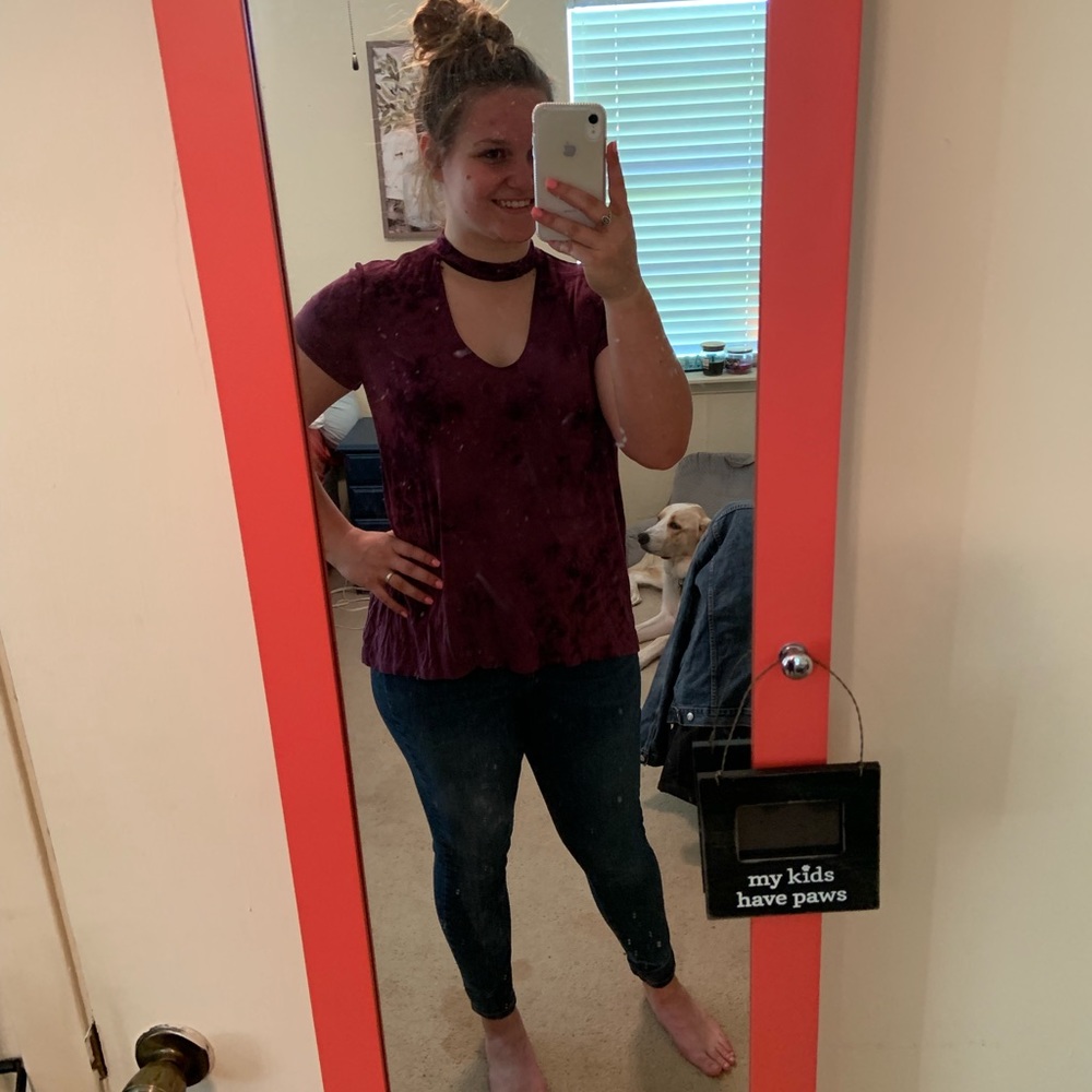 Purple V-neck top